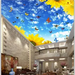 Beibehang пользовательские обои 3D Фото Фреска красивое голубое небо белое облако бабочка потолок Зенит гостиной Papel де parede 3d