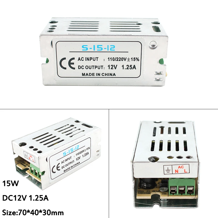 AC DC 12V источник питания 1A 2A 3A 5A 8.5A 10A 15A 20A адаптер питания 220V до 12V светодиодный трансформатор