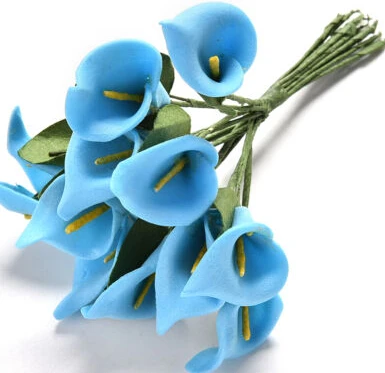 12 шт./лот 11 различных цветов тутового Калла лилии бумажный букет цветов/Скрапбукинг цветок Моделирование цветы 8 видов цветов - Цвет: Синий