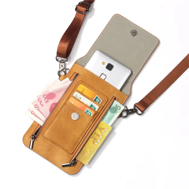 CHEZVOUS 4 Colors PU Leather 2 Zipper Phone Bag Vintage Women Shoulder Bags Crossbody Bags for Women for iPhone Samsung Huawei iphone 8 phone cases