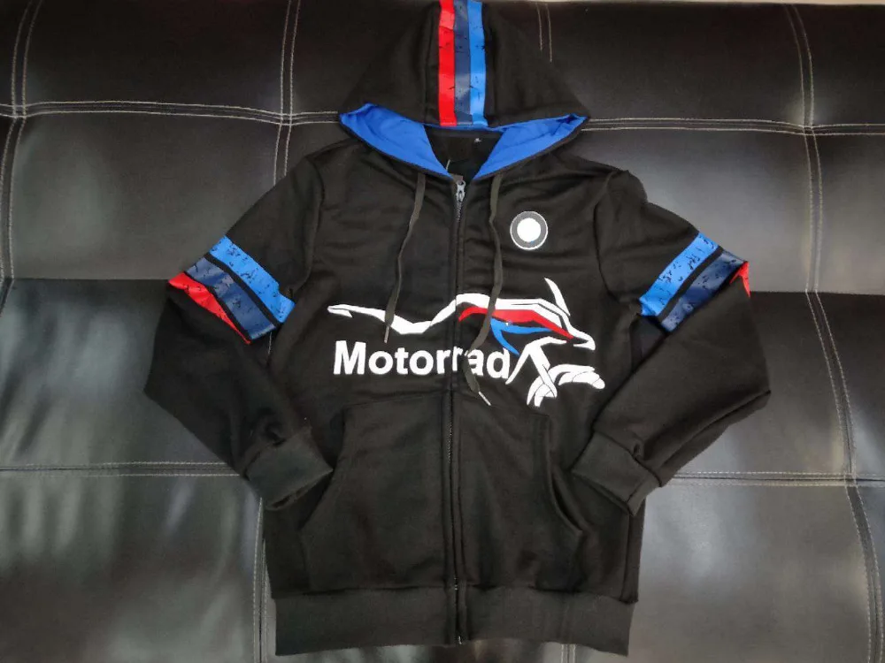 

Free shipping 2018 Motorcycle Hoodie for BMW Motorrad Racing Team Zip Up Sweat Men's Black Sweatshirt