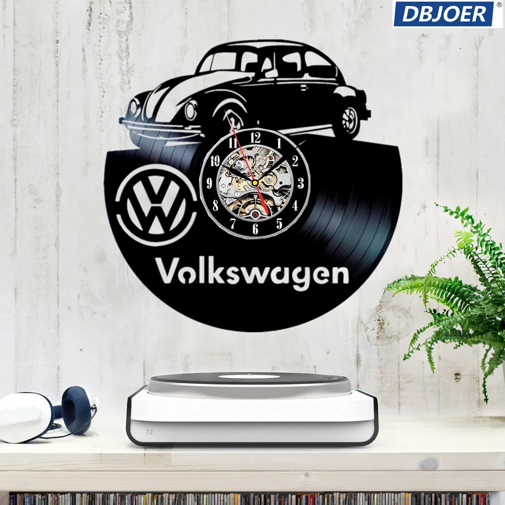Светодиодный ночной Светильник Volkswagen часы пластинка настенные часы вентилятор искусство ручной работы Декор уникальные декоративные виниловые часы