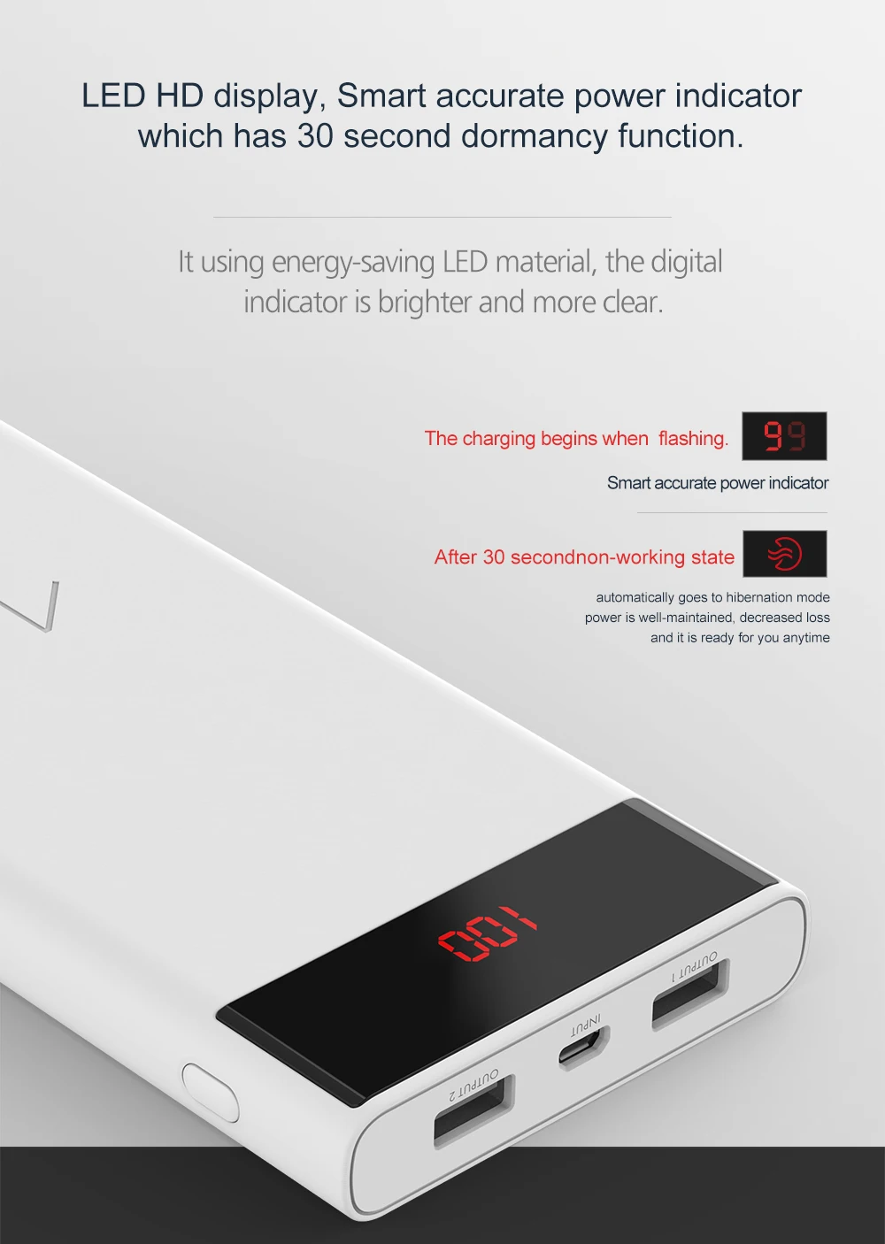 ARUN J120 Li-polymer Battery Power Bank 12000mAh LED Lights External Battery 2 USB LCD Power Bank Portable Charger  (3)