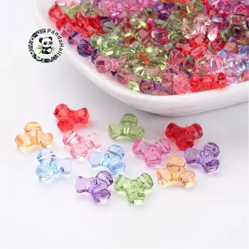 

Transparent Acrylic Plastic Tri Beads for Christmas Ornaments Making, Assorted Colors, about 10mm wide, 10mm long, hole: 2mm