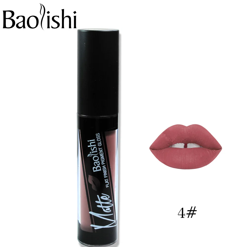 Baolishi матовый блеск для губ водонепроницаемый матовый цвет быстро сохнет долговечный матовый жидкая помада макияж пакет губы оттенок - Цвет: 4