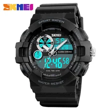 SKMEI открытый бренд спортивные мужские часы S SHOCK 5ATM Chrono модные повседневные 2 времени военные часы мужские светодиодный наручные часы кварцевые часы