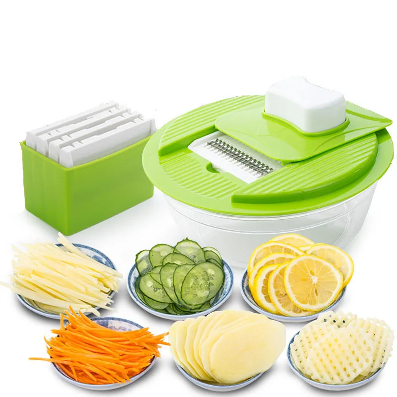  Mandoline Vegetable Slicer Dicer Fruit Cutter Slicer With 4 Interchangeable Stainless Steel Blades Potato Slicer Tools B0007 