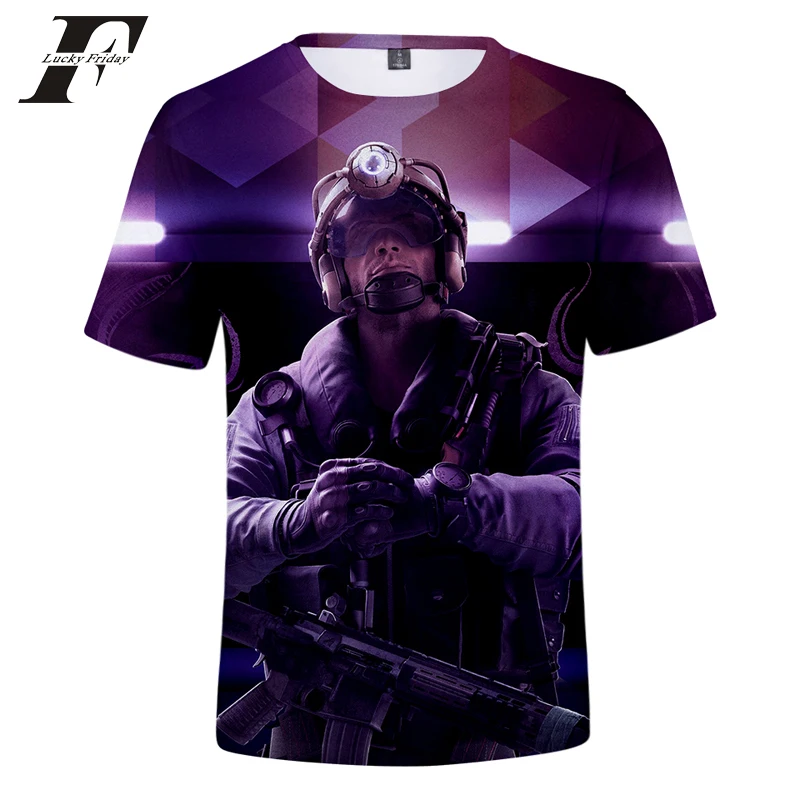 LUCKYFRIDAYF 2018 Top Games Rainbow Six Siege 3D Print T-shirt SHORT SLEEVE Game T-shirt Men's Clothing R6 F Print Men's T-shirt