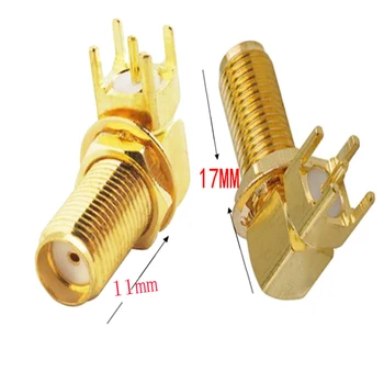 

100pcs SMA Female Jack Right Angle 90' PCB Board Panel Mount RF Coaxial Adapter Connector 17mm