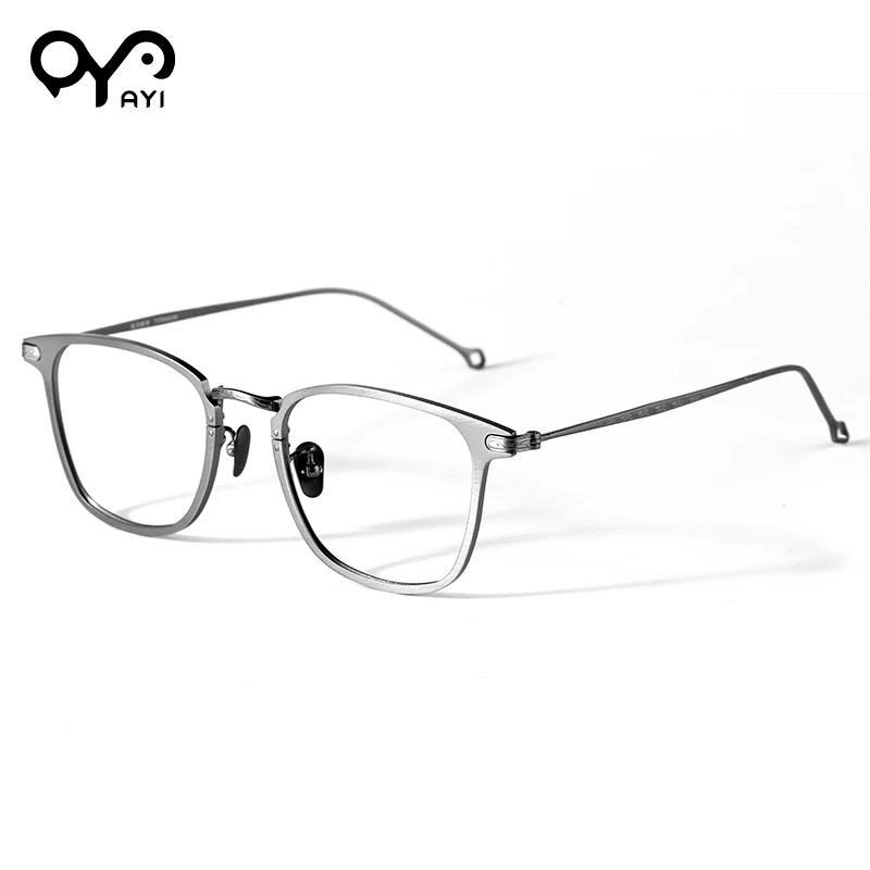 

AYI Brand Pure B Titanium Ultra Light Women Men Retro Round Full Rim Thin Temple Eyeglasses Frame Myopia Glasses Eyewear Frame