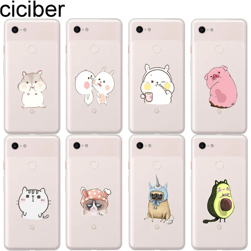 

ciciber Cartoon Cute Animal Rabbit Cat Soft TPU Cases For Google Pixel 3 2 XL Phone Case Back Cover for Pixel 3XL 2XL Coque Pig