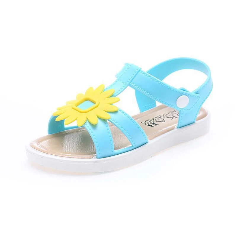 

COZULMA Girls princess Candy Color Beach Sandals kids Summer Flower Sandals Shoes Children Hook & Loop Sandals Size 21-35