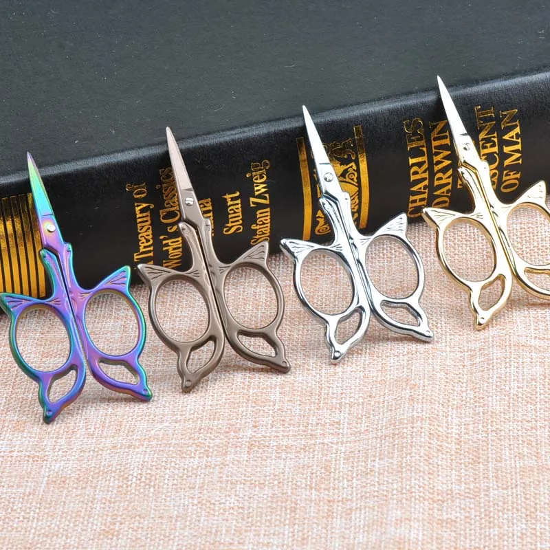 

European Vintage Sewing Scissors Silver/rainbow/brown/gold For Fabric Cutter Pine Crane Pattern Tailor's Scissors Hi-Q CP1540