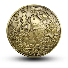 Китайские монеты фэншуй, памятная монета, удачная рыба, цветочные художественные подарки для коллекции, сувенирные поделки