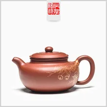 170 мл фиолетовая глина yixing чайник знаменитый ручной росписью настоящий золотой античный чай горшок кунг-фу чайник чай подарок настоящий чайник