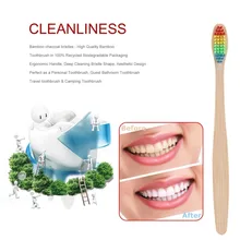 Красочные волос+ бамбуковой ручкой зубной щетки среда деревянный Радуга Бамбука Зубная щетка Oral Care мягкой щетиной унисекс