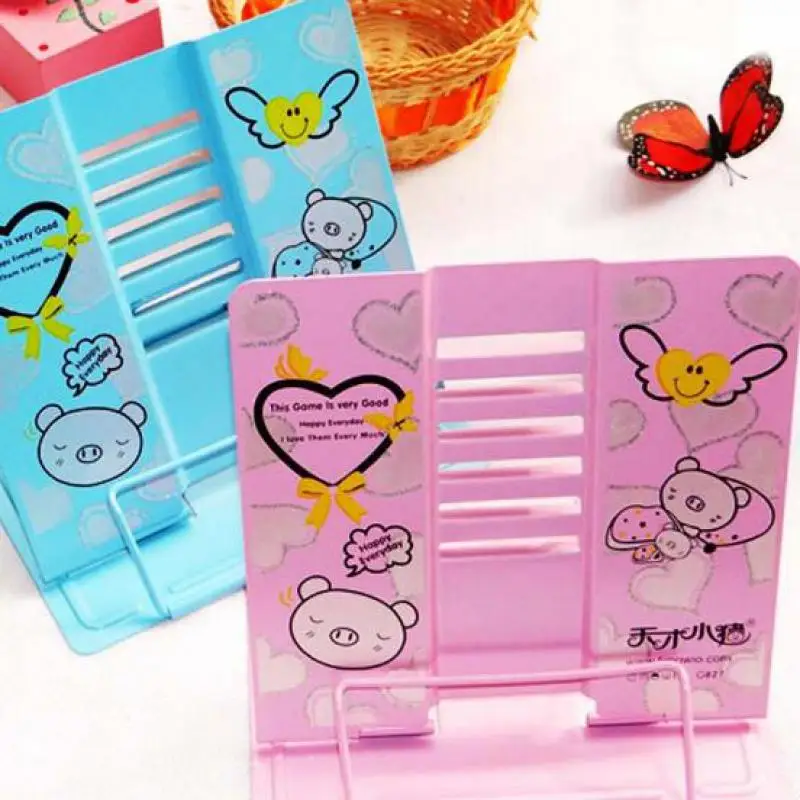 

Cartoon Metal Book Stand Fordable Portable Document Book-reading Holder With Retail Package Bookshelf