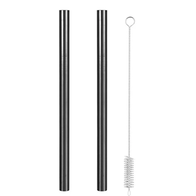 Extra Wide Straw Reusable Stainless Steel Drinking Straw Metal Straw For Smoothies Tapioca Pearls Milk Tea Juice Bar Tools black B