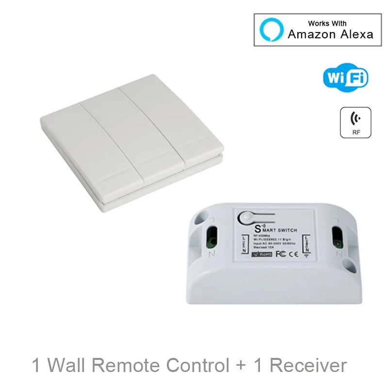 QIACHIP Wi-Fi 433 MHz 1 CH РФ Реле дистанционного Управление коммутатора приемник 10A 110 V 220 V умный дом Беспроводной wi-Fi выключатель света приложение Управление - Цвет: 1 RC and 1 Receiver