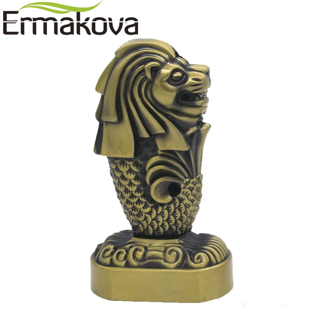 

ERMAKOVA Metal Singapore Famous Building Merlion Figurine World Famous Landmark Tourism Souvenirs Home Office Decor