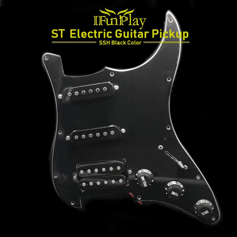 

SSH Loaded Prewired Electric Guitar Pickguard Pickup Set 4Ply Alnico 5 Pickups for FD ST Style Guitar Black