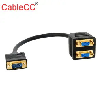 

Zihan Dual VGA HD 15 Female Splitter to RGB VGA SVGA Male Adapter extension Cable Black 30cm
