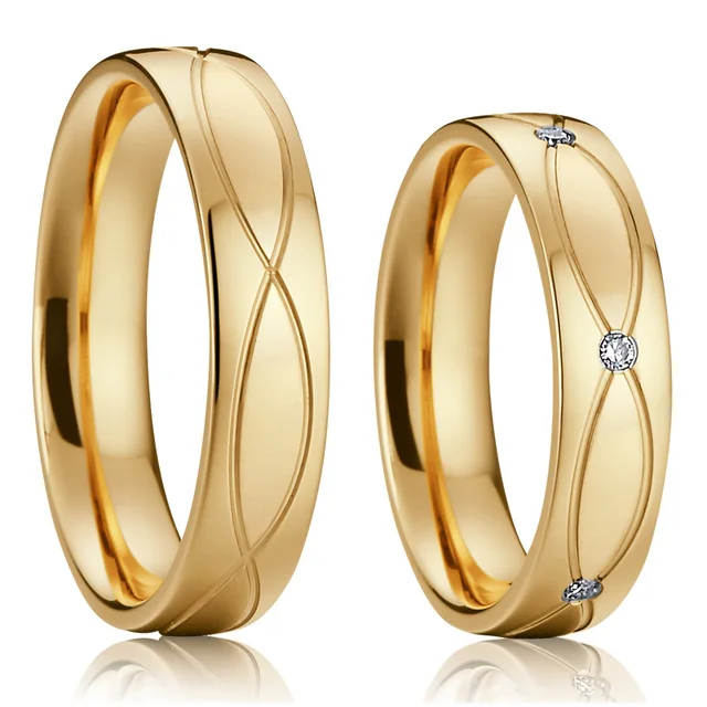 Matching Anillos Pairs Anel Ouro Gold Color Alliance Anium Matching Anillos Pairs Anel Ouro Gold Color Alliance Anium Wedding Bands Engagement S Rings Sets For