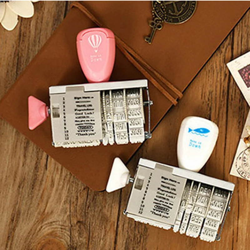 

1pcs Rubber Rolling Wheel Stamp With Greetings Words and Date, Inkpad Turning Roller Stamp,Stampscrapbooking DIY for Kids