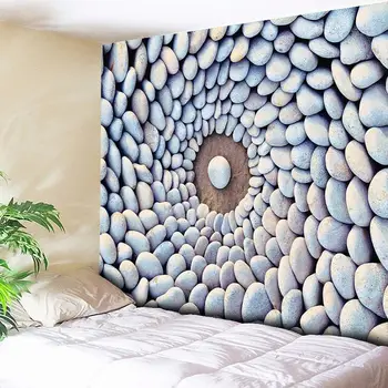 

Mandala Wall Hanging Whirlwind Cobblestone Wall Tapestry 3D Stone Art Carpet Blanket Yoga Mat Decorative Tapestry for Home Decor
