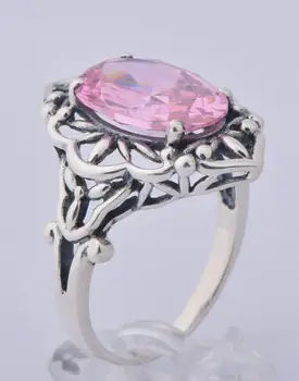 

Treasure deluxe royal wedding women jewelry pink zircon crystal ring ring, 925 silver gleaming adorn article