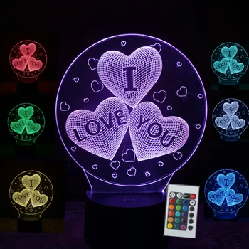 

Valentine's Day I LOVE YOU Lovers Light-Up Glow In The Dark Toys Lighting Illusion 7 Colors Birthday Christmas Halloween Gift