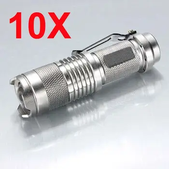 

10pcs 1200lm Q5 LED Mini Zoom Flashlight 14500 Torch Lamp Light Silver
