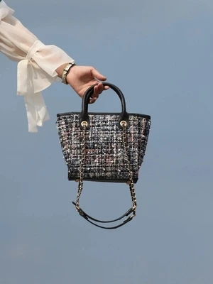 

Bas of woman Luxury new pearl woolen women Handbag woven diagonal shoulder bag chain sexy banquet Black Pink