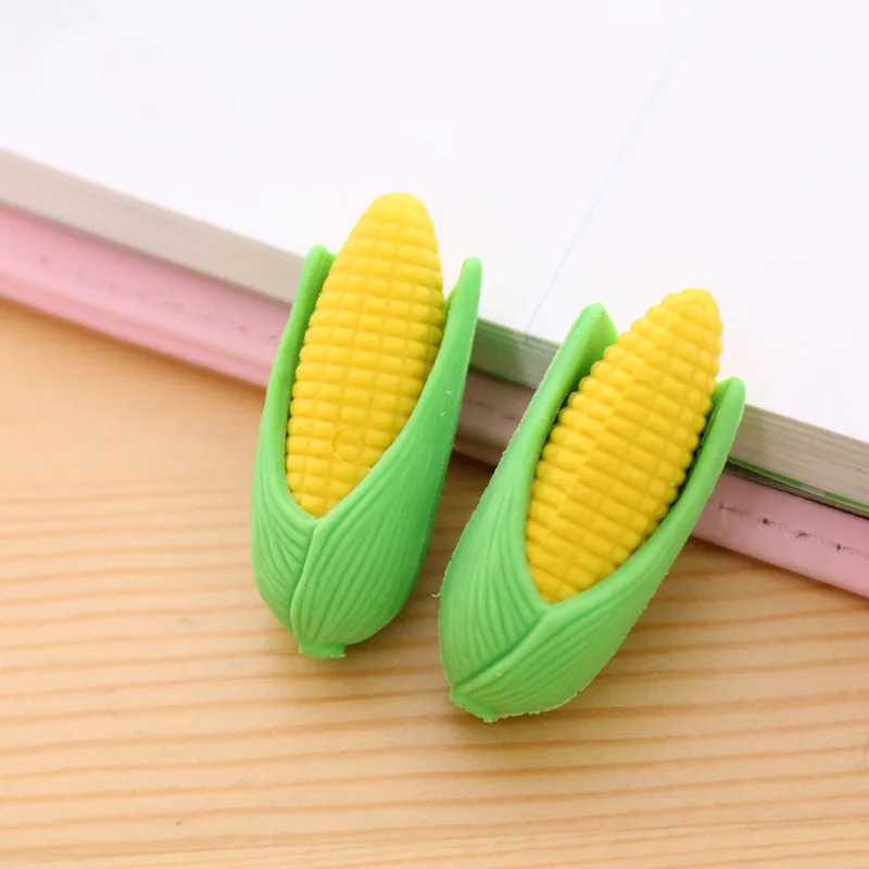 

2 Pcs/set Creative Kawaii Cartoon Assembly Corn Shape Mini Eraser Student Fashion Gift Rubber Stationery School Office Supplies