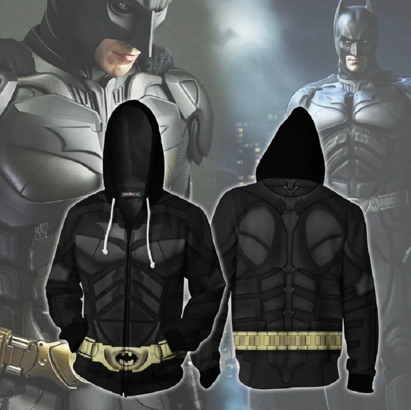 

BIANYILONg Newest Batman 3D Printing Zipper Sweatshirts Hoodies Man Cosplay Cool Captain America Superman ZIP UP Hooded pullover