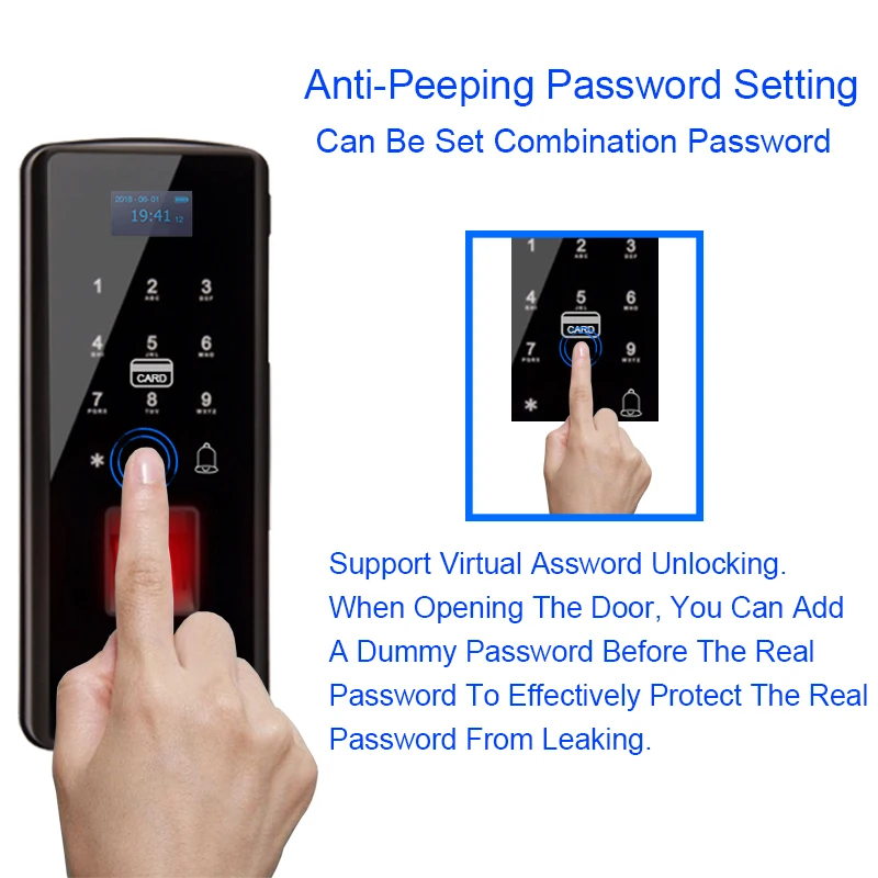 Eseye Digital Glass Door Lock Smart Eletronic Lock Fingerprint Lock Biometric Door Lock Safety Anti-Thife For Office Home