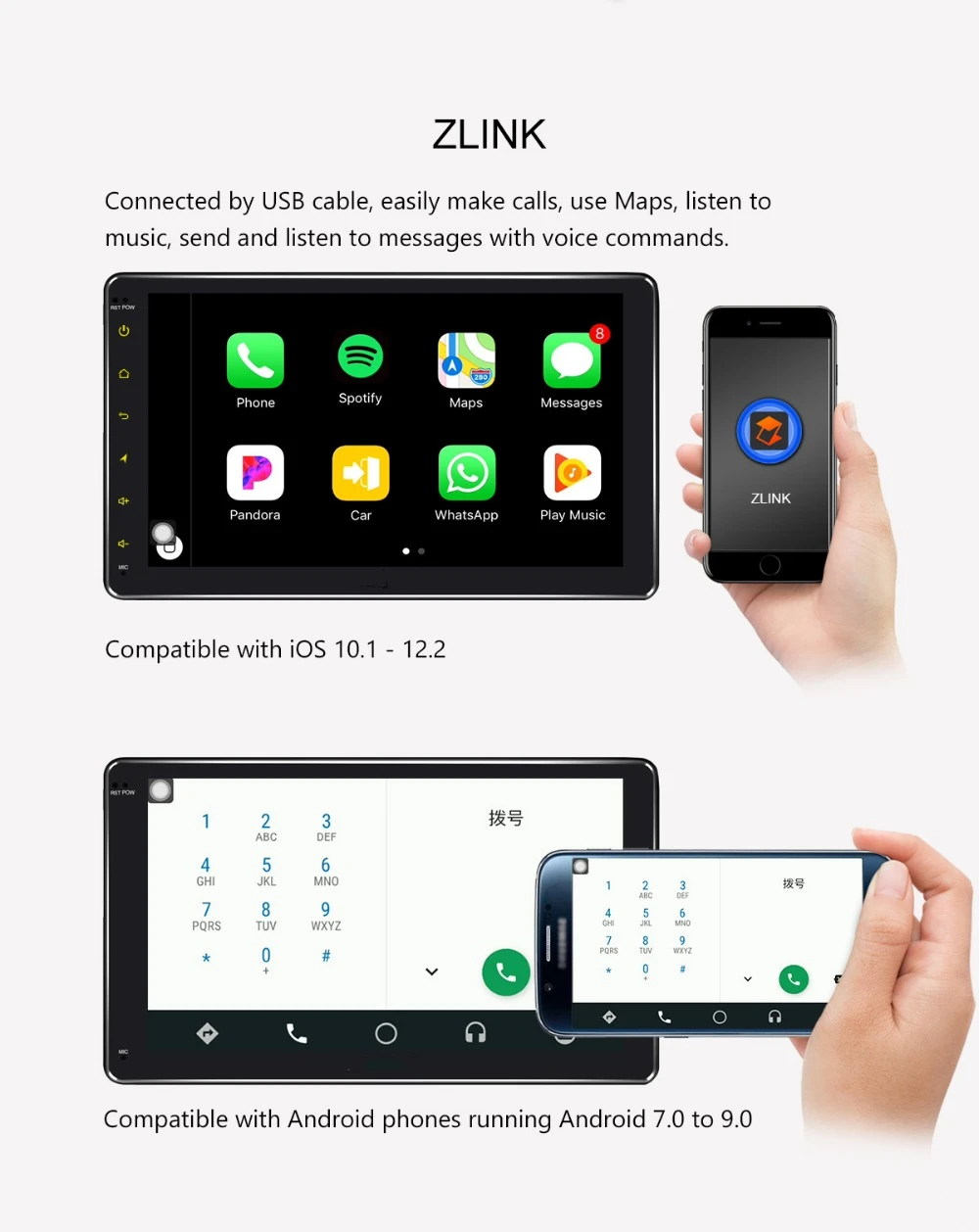 Best 10.1" 1Din 1280*720 Android 8.1 Car Stereo Radio Multimedia Player for Volkswagen/Skoda/Seat DSP GPS Zlink Subwoofer DVR OBD DAB 10