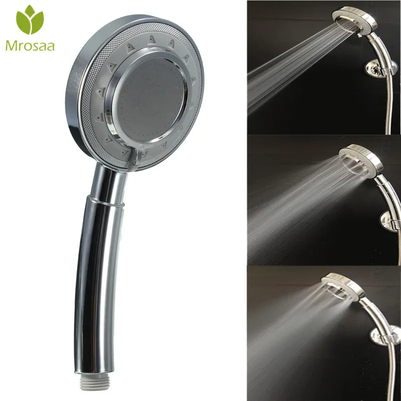 High Pressure Shower Head Handheld 3 Features Removable Rainfall Chrome Water Saving Single Head