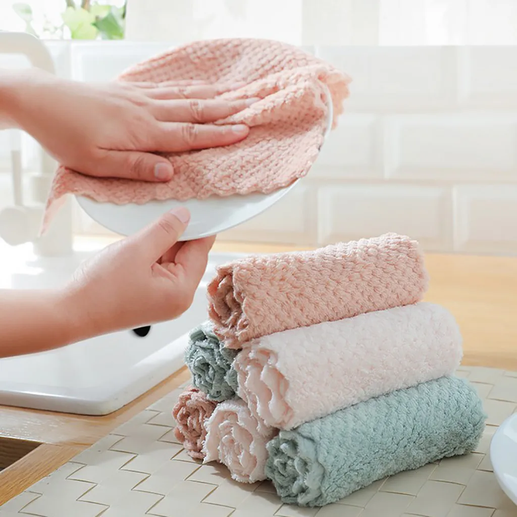 Новые антипригарные масляные коралловые бархатные подвесные полотенца для рук Кухонные Dishclout# NN01017