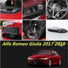 Carbon Fiber Car Full interior Air Vent/Headlight Window Lifter Switch Seat Adjust Button Cover For Alfa Romeo Giulia 2017 2018