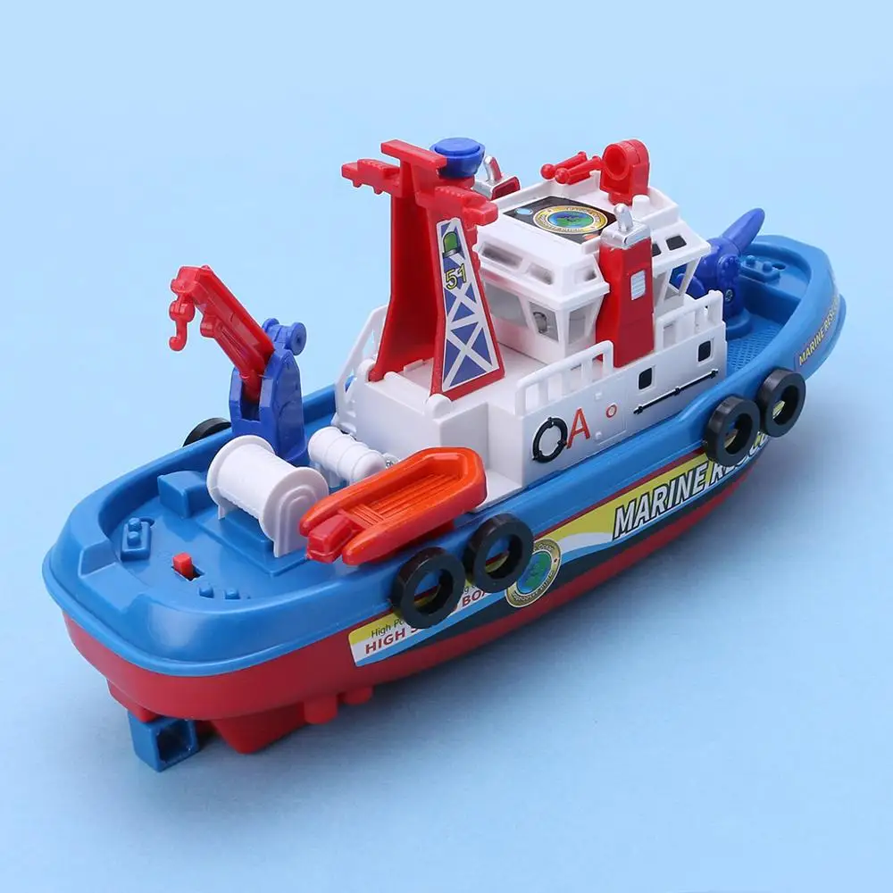 1X Fast Speed Music Light Electric Marine Rescue Fire Fighting Boat Toy for Kids 
