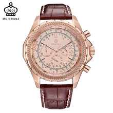 MG. Часы ORKINA Japan Miyota с покрытием из розового золота и нержавеющей стали, швейцарские кварцевые часы с 3 маленькими циферблатами