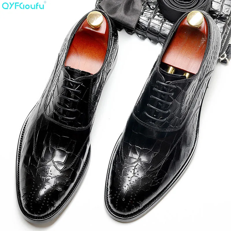 

Handmade Designer Luxury Wedding Formal crocodile shoes Business Men's dress shoes Genuine Leather Mens Derby oxford