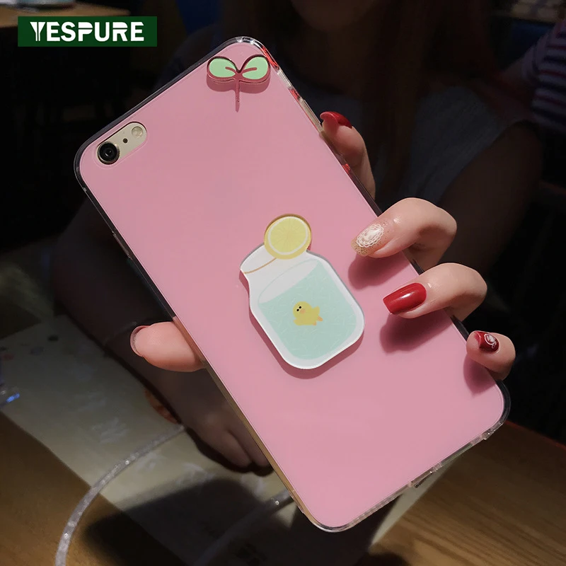YESPURE Pink Cute Handphone Accessory Cover for Apple Iphone 7 Case Silicone 3D TPU Soft Cellphone Girls Cases Lovely Star |
