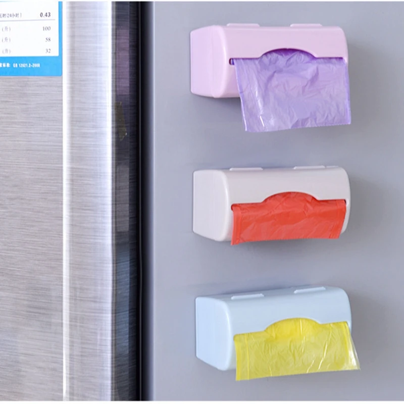 

Colorful Wall-mounted Garbage Bag Storage Box Container Multi-purpose Kitchen bathroom Organization Storage Plastic Tray