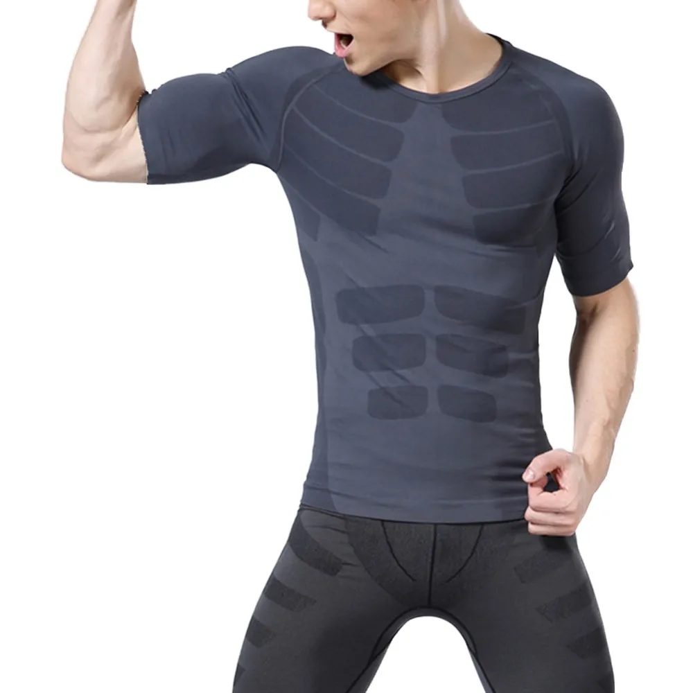 Горячая 3 размера Мужская Спортивная компрессионная с коротким рукавом спортивная плотная рубашка одежда для спортзала