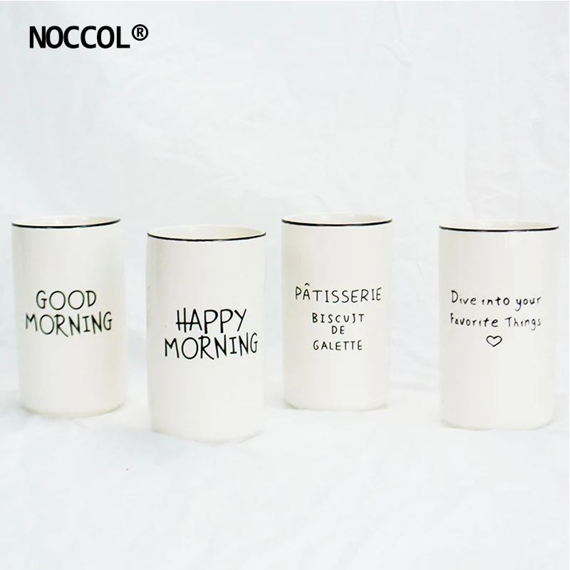 

NOCCOL Minimalist Creative White Ceramic Travel Mugs New 4 Styles Breakfast Milk Coffee Tea Cups Brush Teeth Cup Home Drinkware