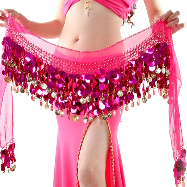 Echarpe Ceinture ROSE Femme Danse du Ventre 3 Rangées Orientale