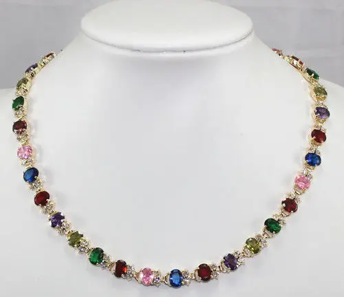 

Hot sell Noble- FREE SHIPPING>>>@@ Hot sale new Style >>>>>Charming!Multicolor Zircon Crystal Necklace 18''