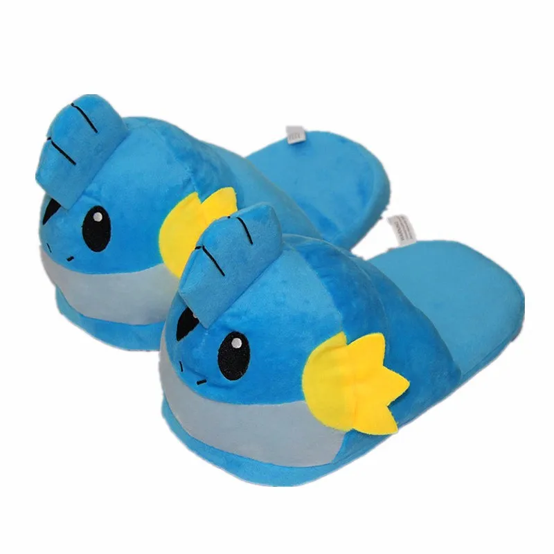 Плюшевые домашние тапочки с рисунком Pokemon Psyduck Snorlax Gengar Mudkip Зимние для взрослых